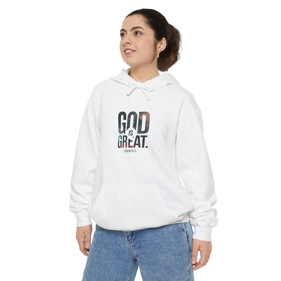 Thumbnail: GOD is Great - Unisex Garment-Dyed Hoodie