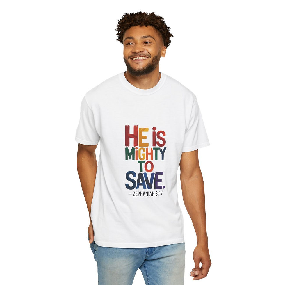 Thumbnail: He is Mighty to Save -  Unisex Garment-Dyed T-shirt