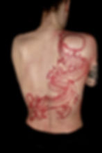 Japanese dragon back tattoo, by Dagga