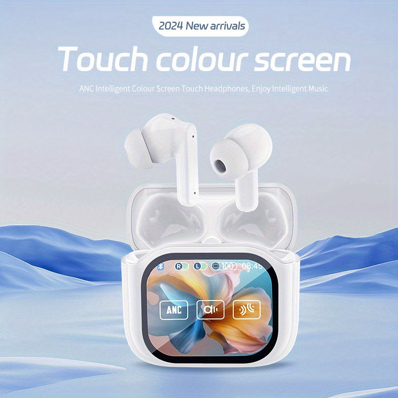 New LCD Color Screen Wireless Headphones with ANC Noise Cancellation, ENC, Low P