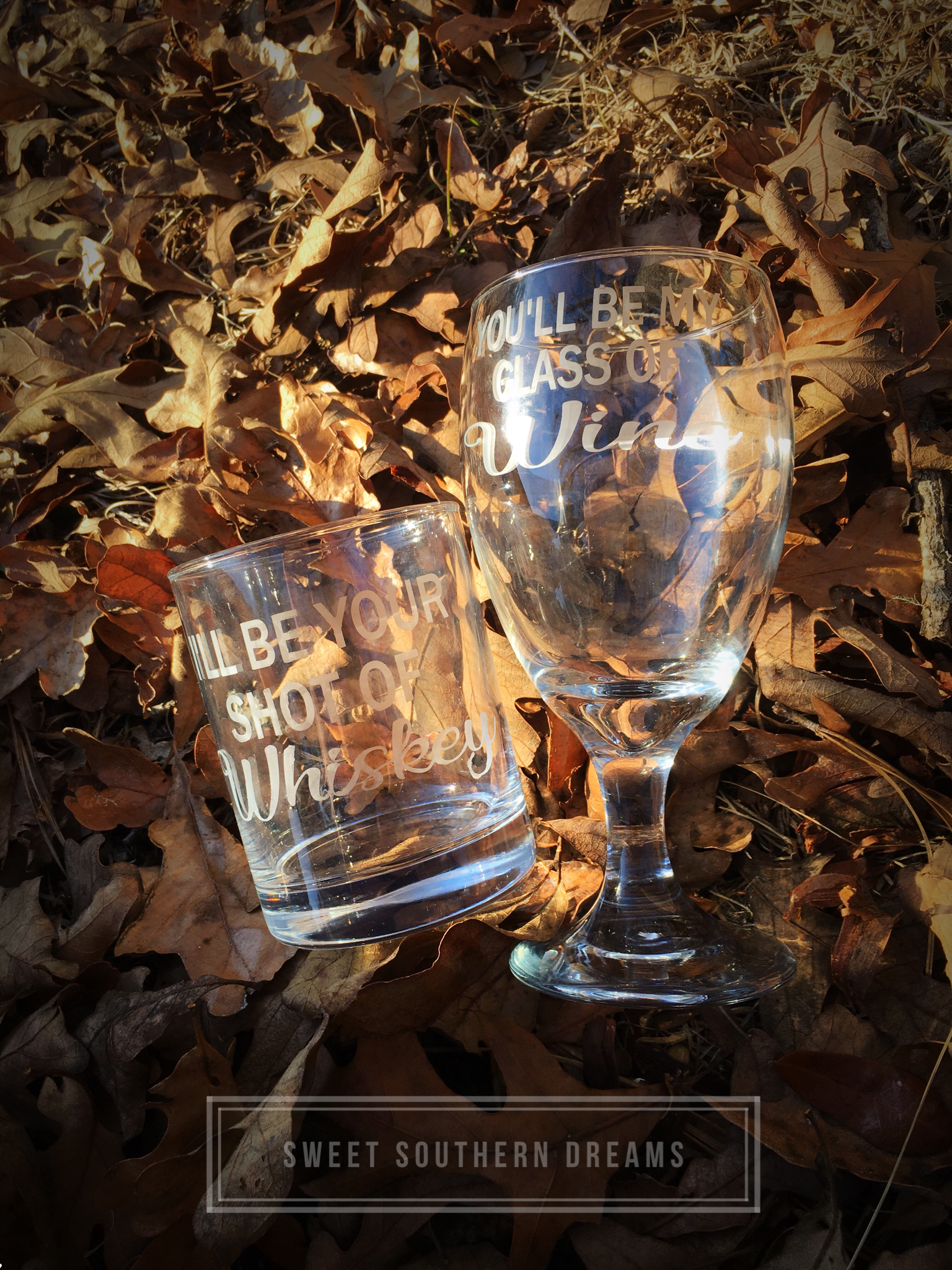 Glass of wine - Shot of Whiskey Set