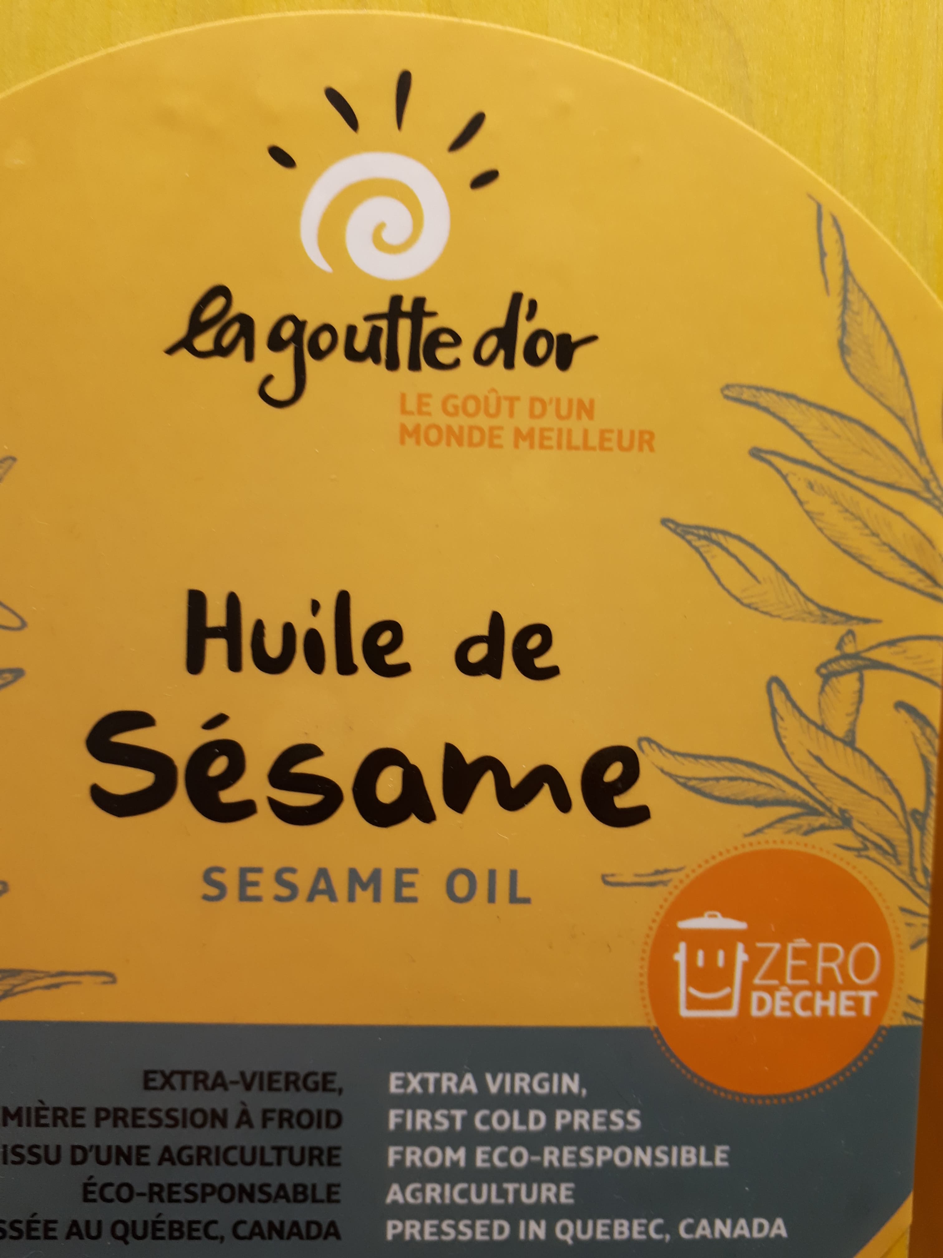 Huile de sésame vierge bio