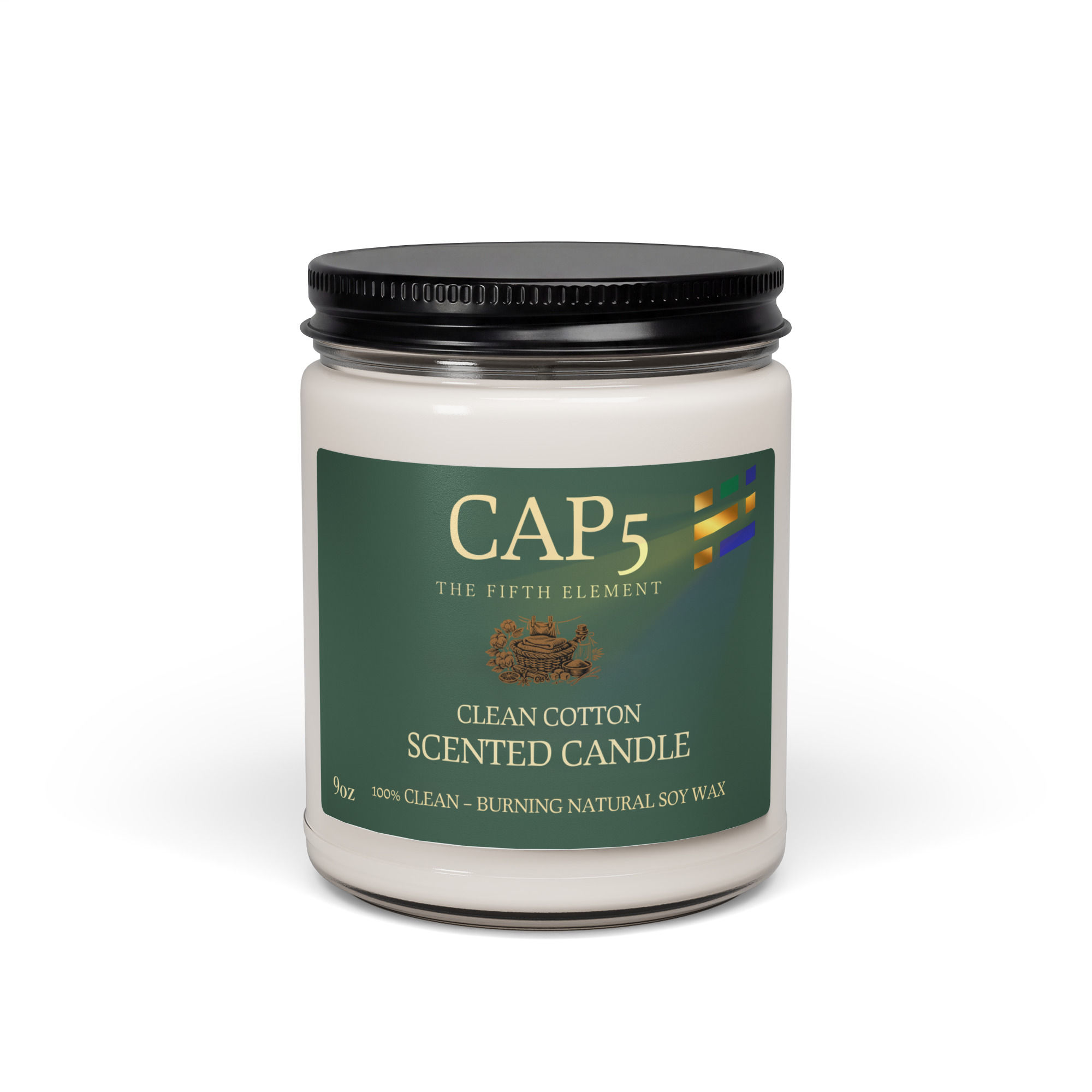 CAP5 Clean Cotton Premium 9 oz natural soy scented candle