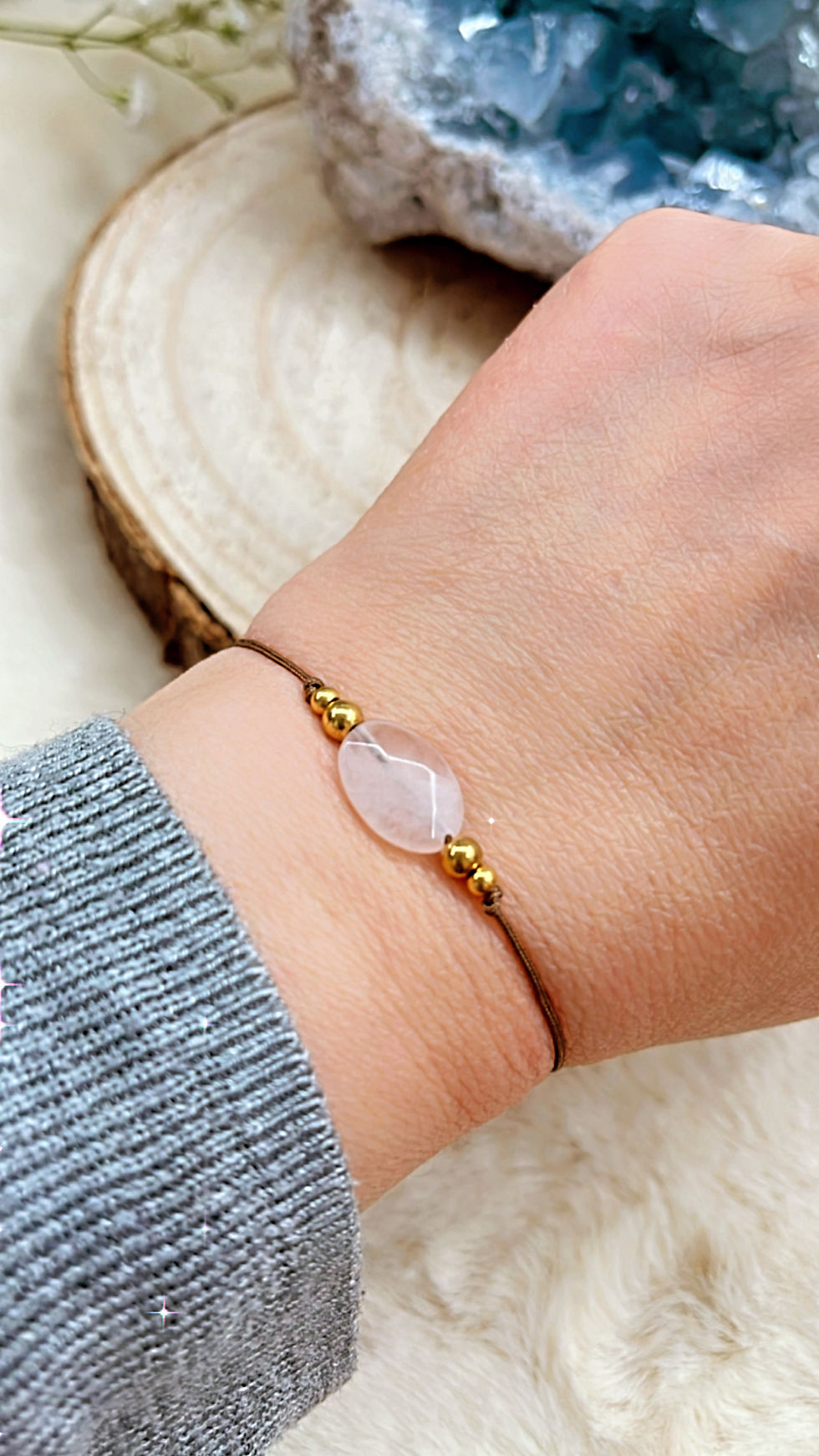 Miniature : Bracelet Amitié en Quartz Rose