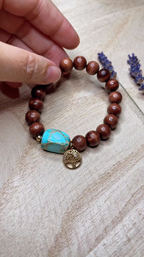 Miniature : Bracelet en  bois avec pierres Fines. 