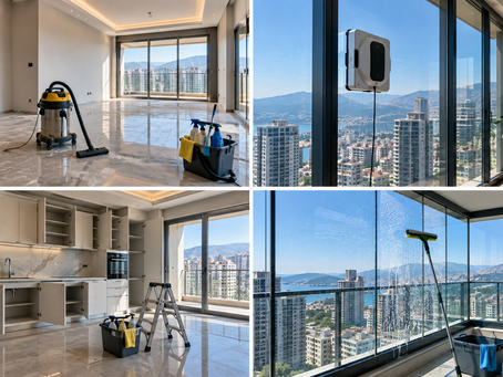 Modern dairede temizlik ekipmanları, cam temizleme robotu, mutfak ve cam balkon temizliği