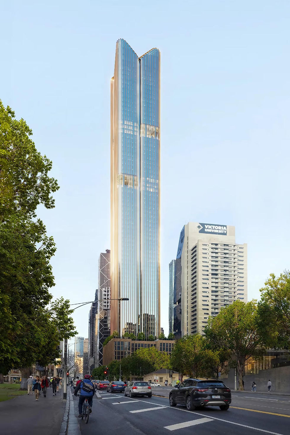 Tall glass skyscraper at Atlas Setia in Melbourne
