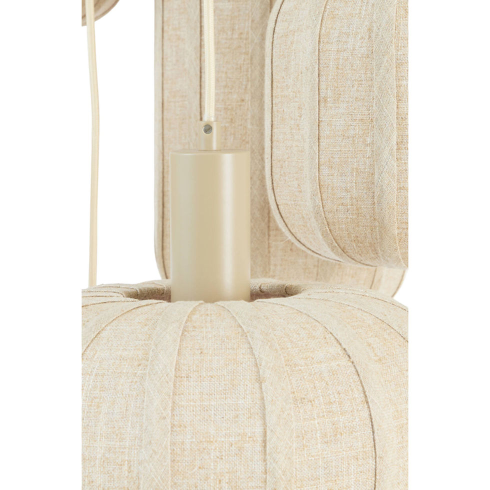 Suspension 7L TUFIA en lin naturel avec abat-jours en cascade.