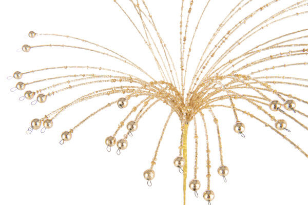 Branche décorative dorée à perles scintillantes pour décoration de Noël ou table festive