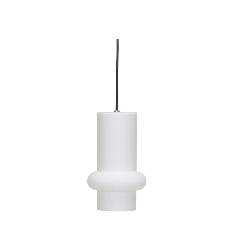 Pilule Pendule Down Blanc Mat luminaire suspension verre opale givré design rétro.