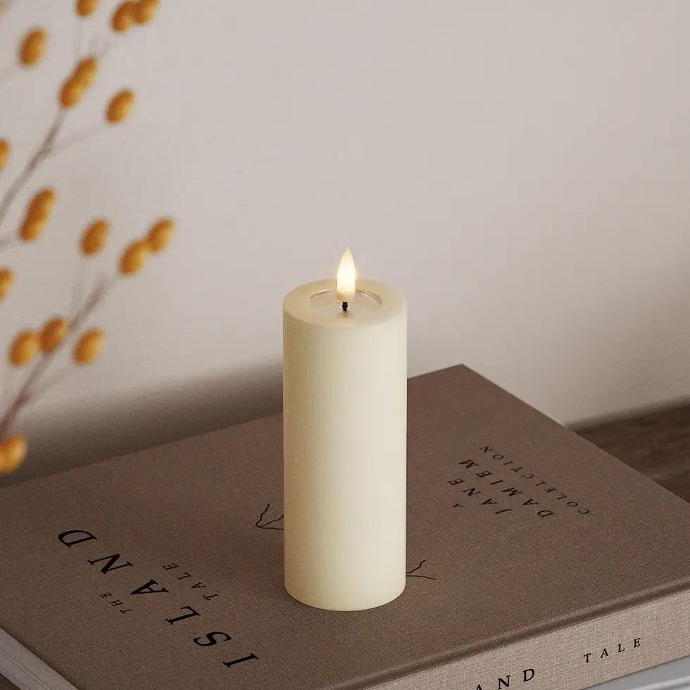 Bougie LED pilier crème Deluxe Home Art Ø 5 x 12,5 cm