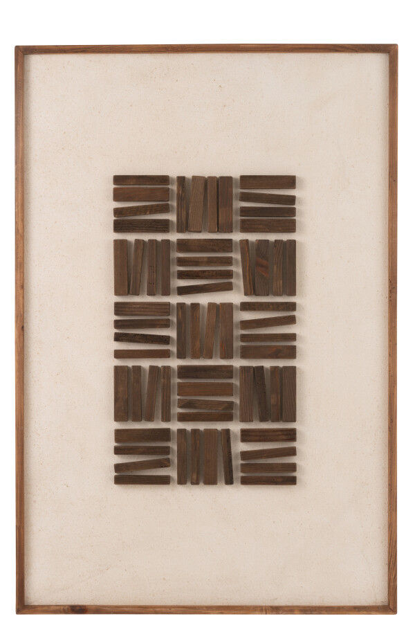 Tableau JOHN bois de pin et toile naturelle 122x82 cm