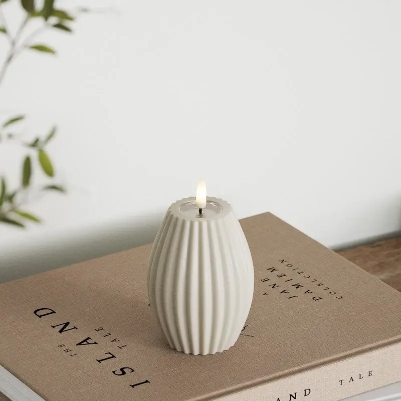 bougie LED rainurée sable flamme réaliste