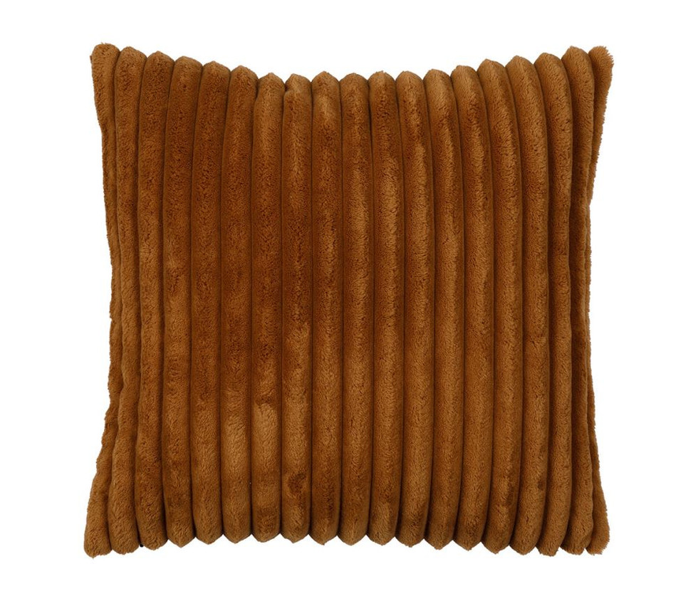 Coussin Klosen en velours côtelé camel 45 x 45 cm