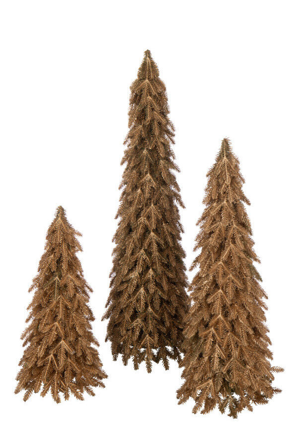 Ensemble de trois sapins de Noël dorés en plastique, tailles assorties