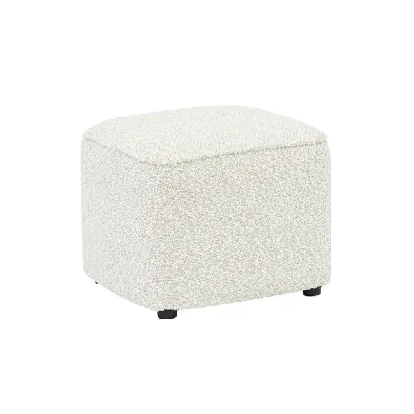 Pouf JONA en tissu bouclette blanc moderne 38x42x32.5 cm