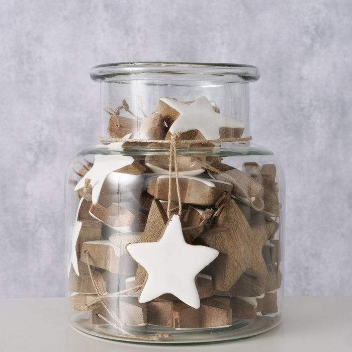 Pendentif de Noël étoile Frosa en bois et émail blanc