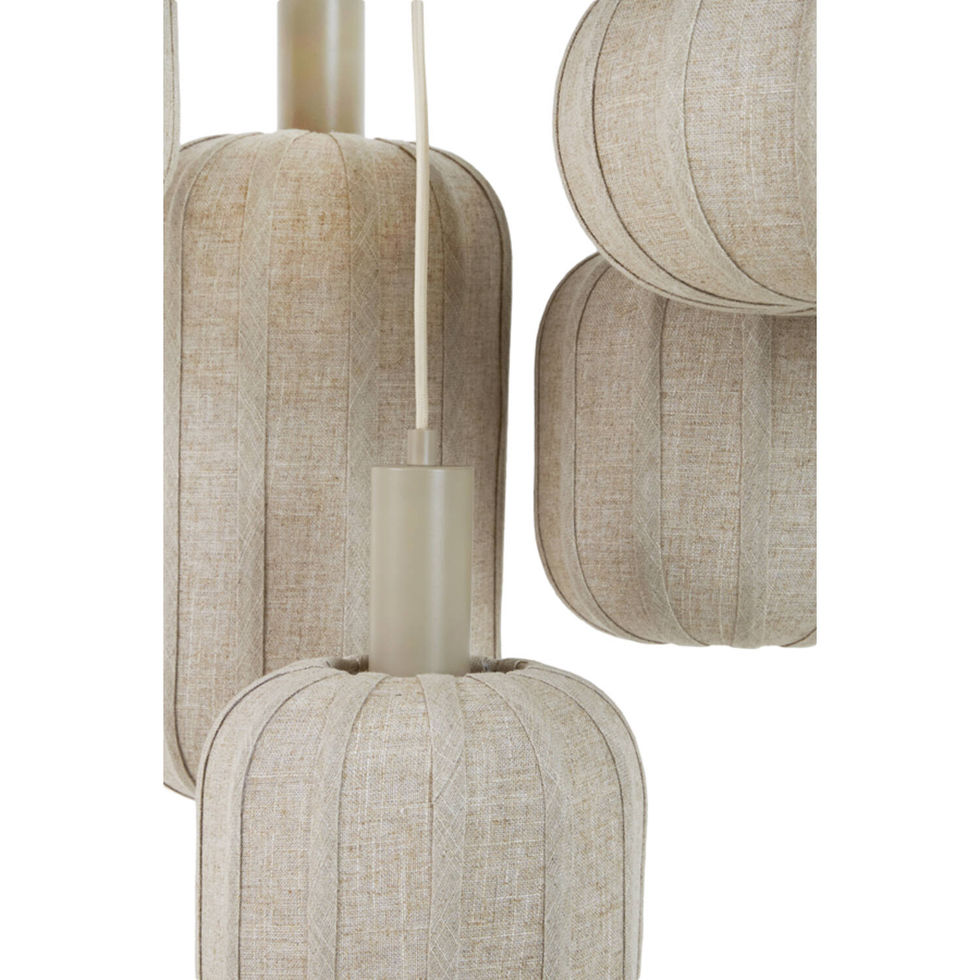 Suspension 7L TUFIA en lin naturel avec abat-jours en cascade.