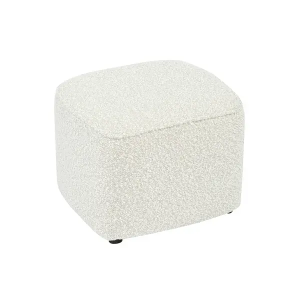 Pouf JONA en tissu bouclette blanc moderne 38x42x32.5 cm
