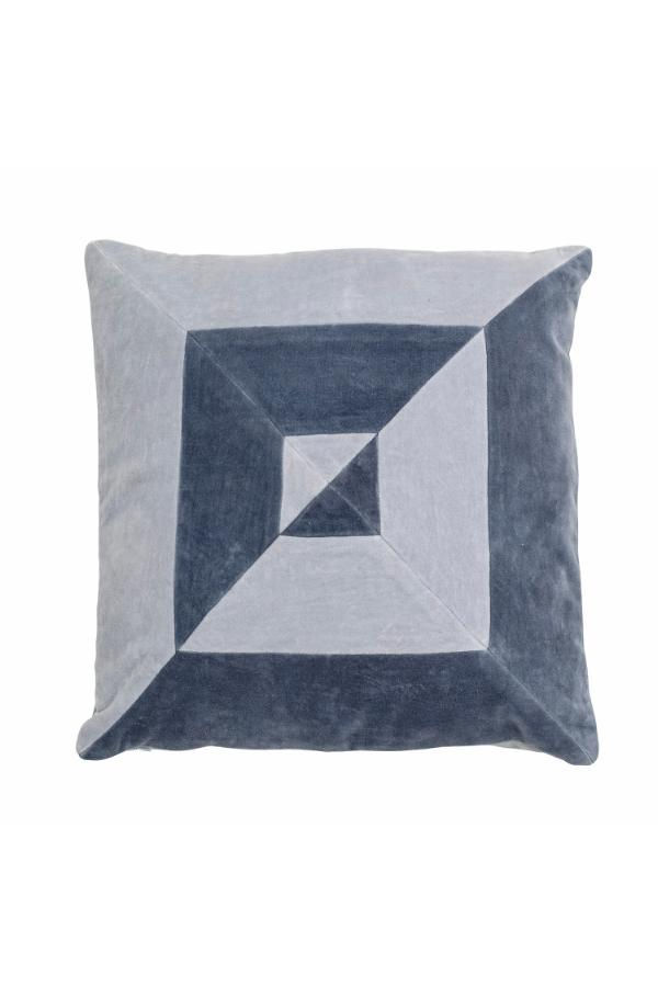 Coussin Aban bleu motif géométrique coton 45x45 cm avec garnissage.