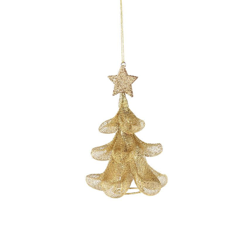 Pendentif sapin doré avec étoile scintillante, décoration de Noël élégante