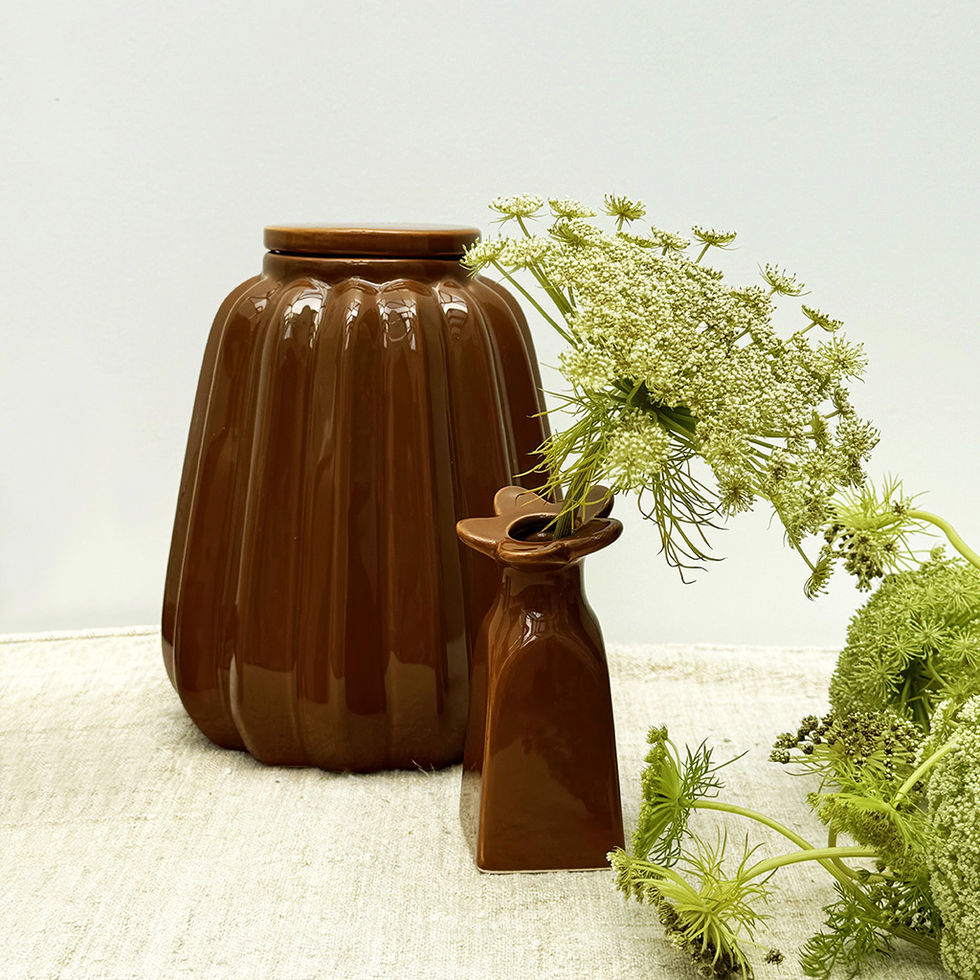 Soliflore Fleur en faïence marron D5,5 x H11,5 cm