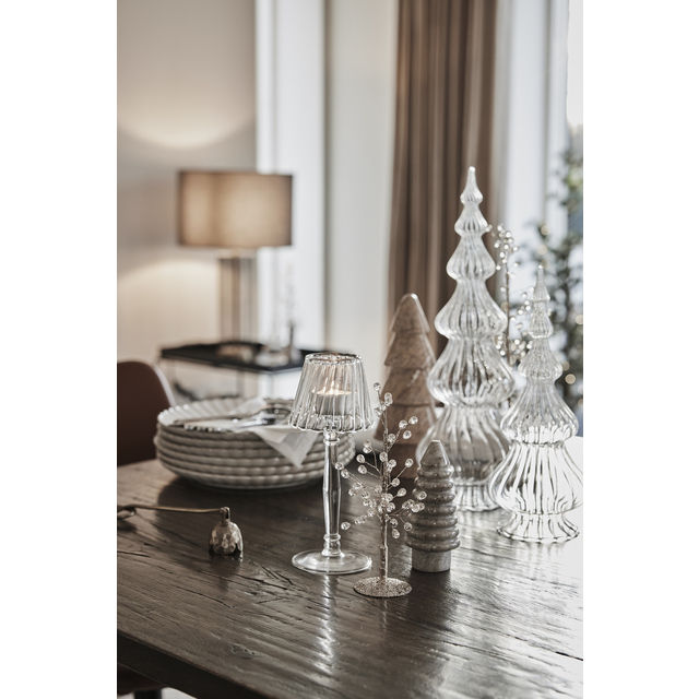 Sapin décoratif en verre transparent, design élégant et raffiné