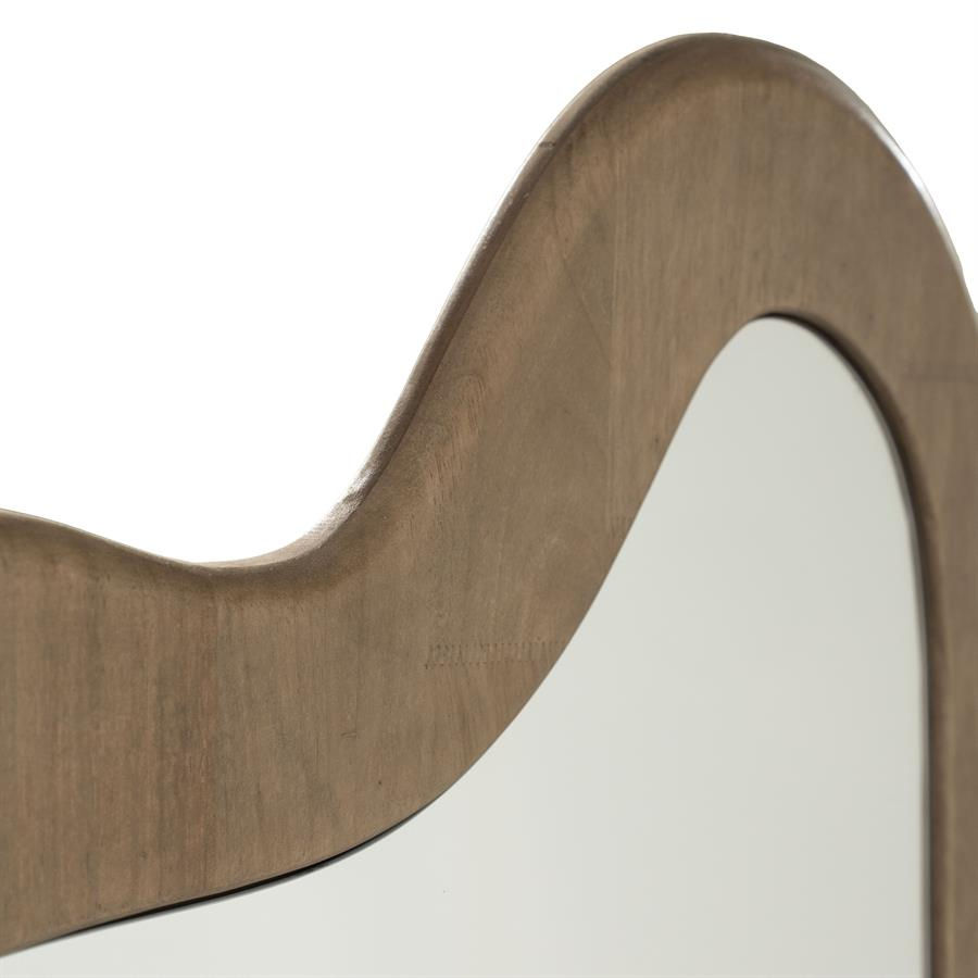 Zoom sur la finition bois naturel du miroir design