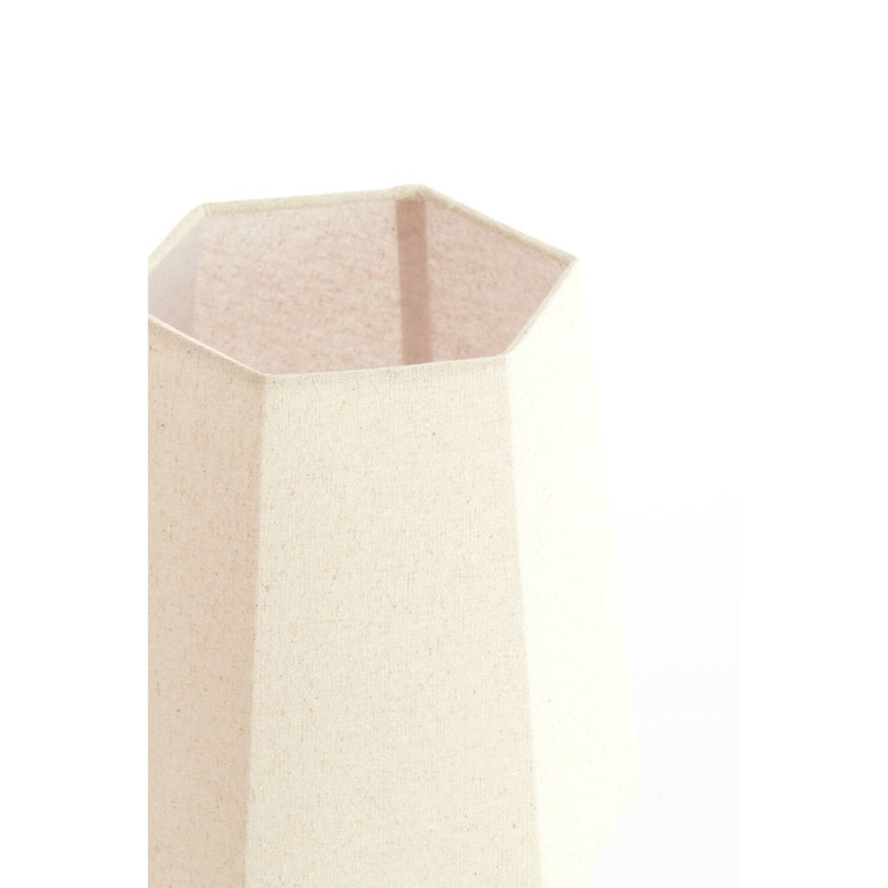 Vue de dessus de l’abat-jour hexagonal de la lampe MUSABO en toile.