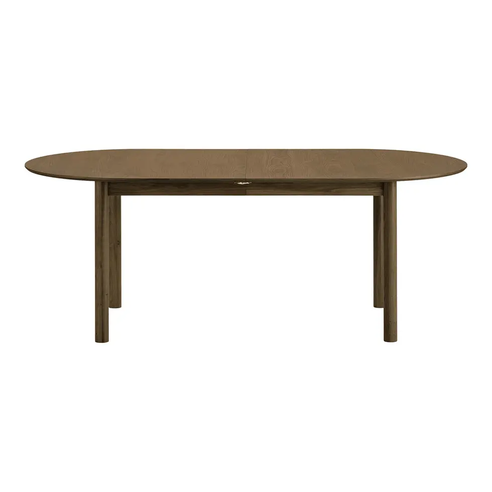 Table à manger ovale extensible en placage chêne fumé avec rallonges Bundaberg.