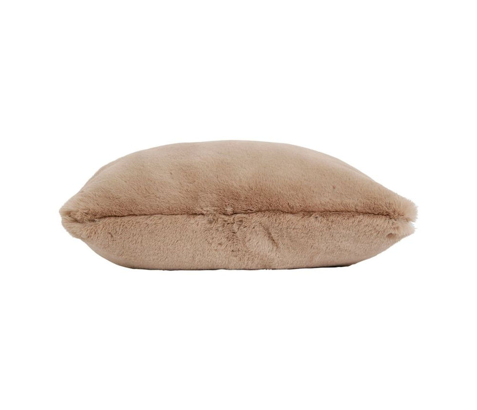 Coussin fausse fourrure taupe ADALIE 45x45 pour canapé ou lit