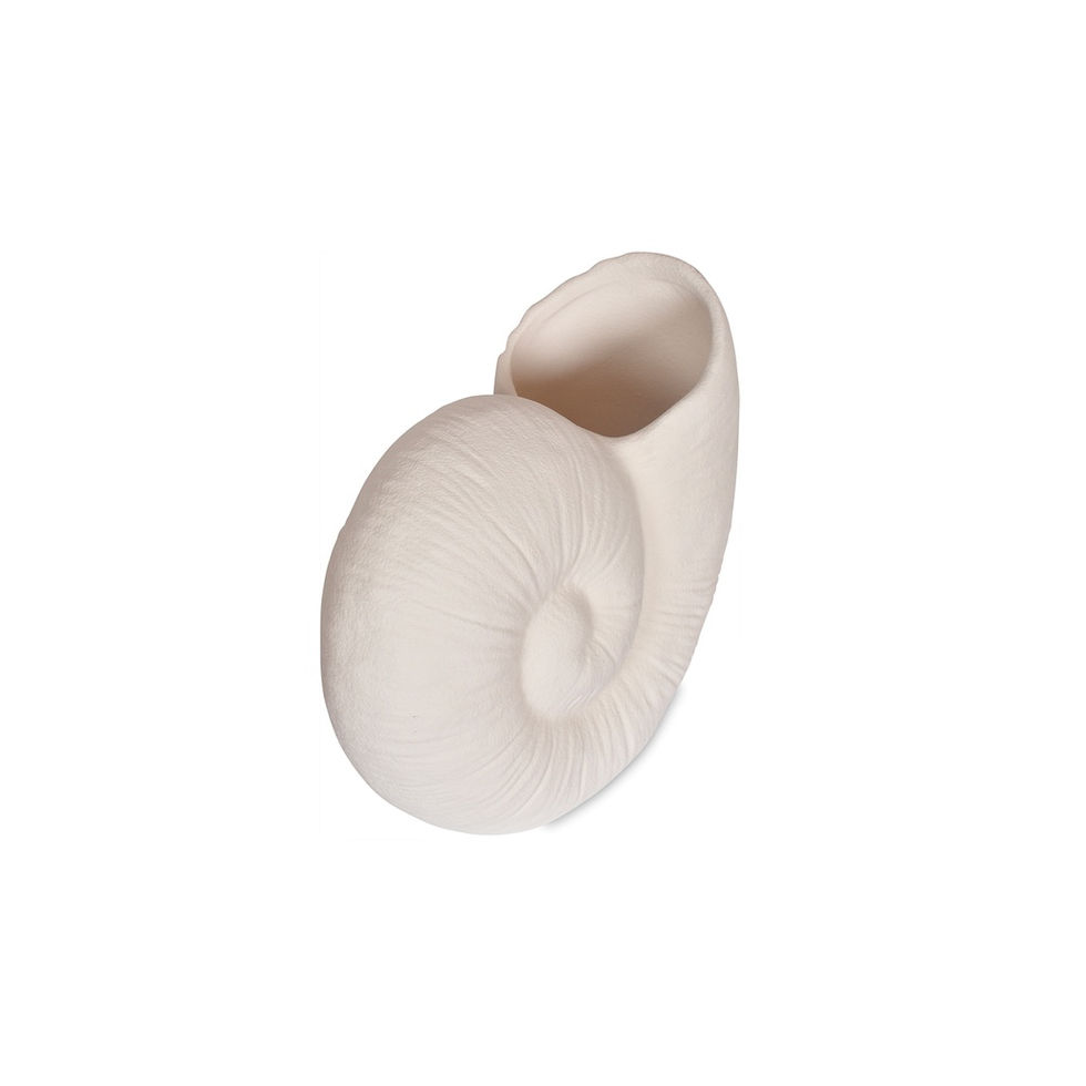 Vase coquillage blanc céramique texturée L20,7 P9,5 H17,5 cm