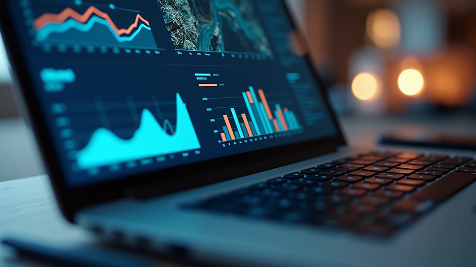 Close-up view of a laptop screen showing digital transformation analytics