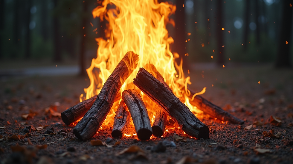 Eye-level view of a traditional pet cremation pyre in an open area