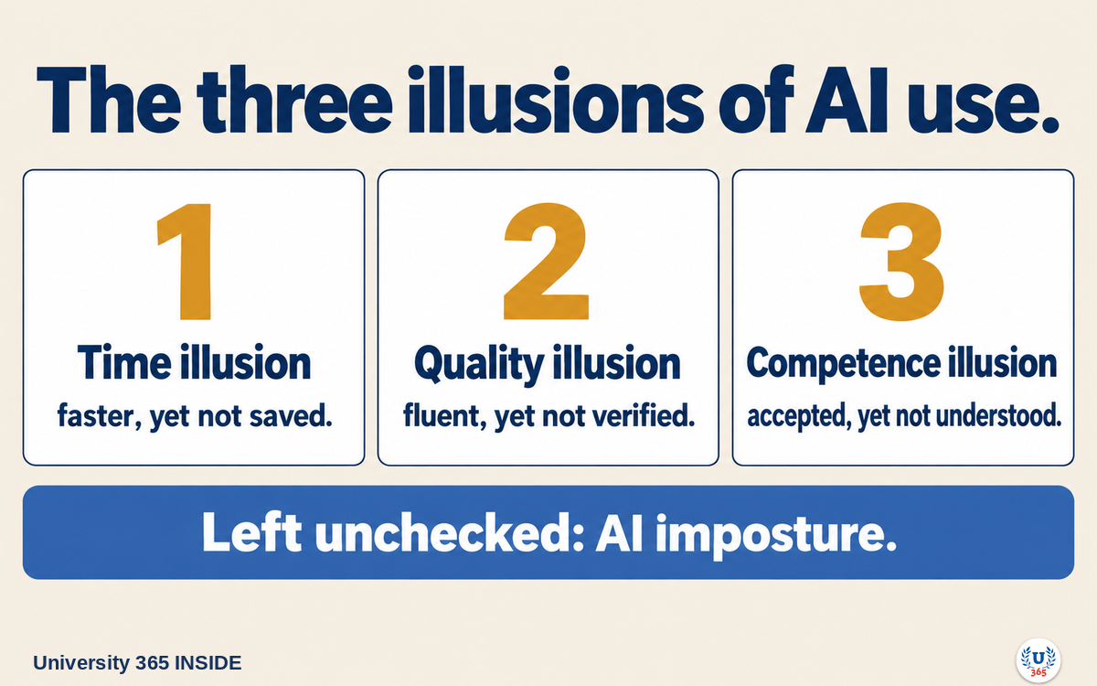 University 365 INSIDE | The three illusions of AI use, and the failure they feed: AI imposture.