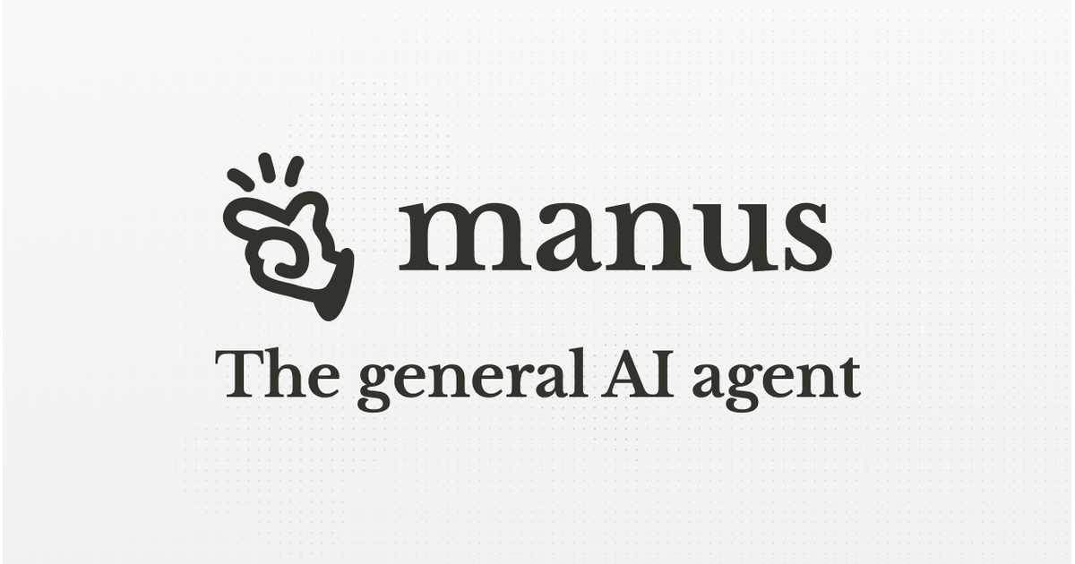 Manus AI, the general autonomous agent at manus.im: the vendor's own social card