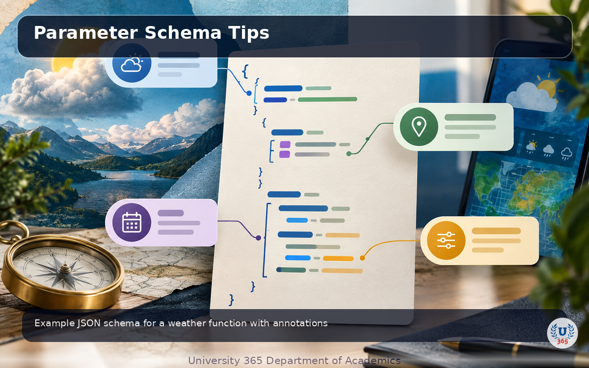 Example JSON schema for a weather function with annotations