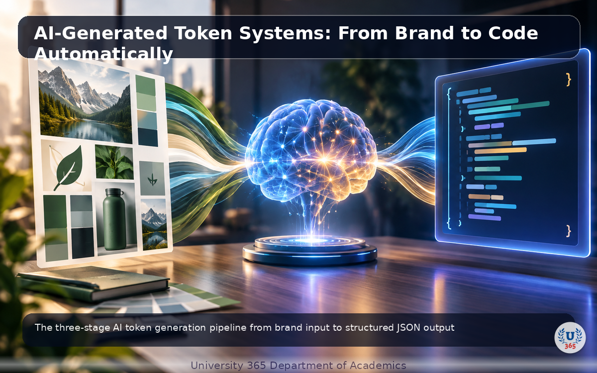 The three-stage AI token generation pipeline from brand input to structured JSON output