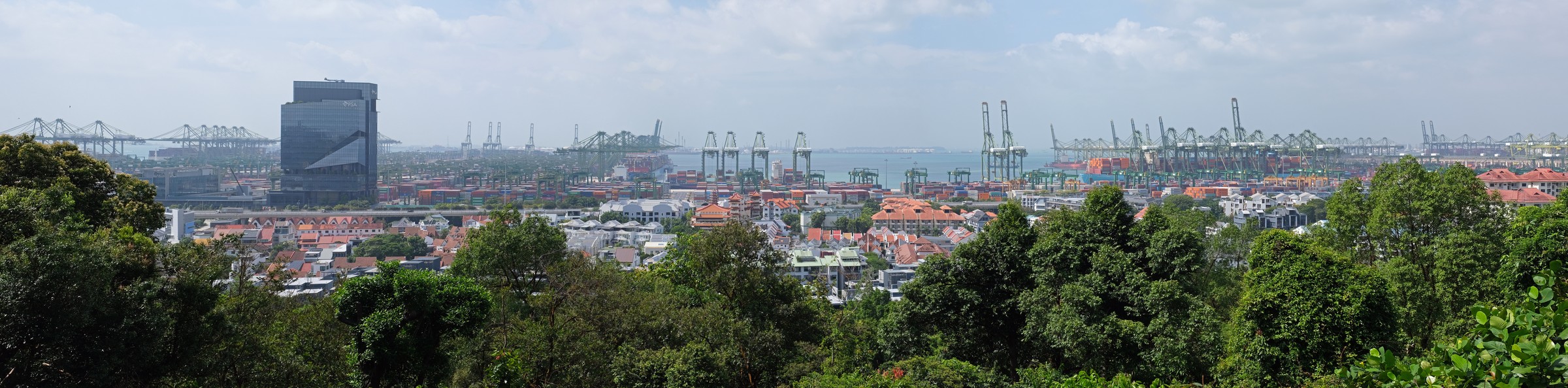 A panoramic view of the Singapore container port.