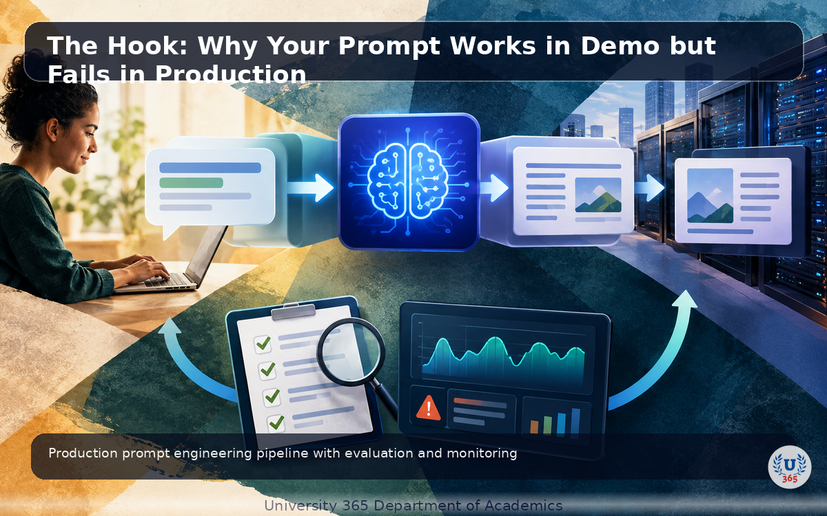 Production prompt engineering pipeline with evaluation and monitoring