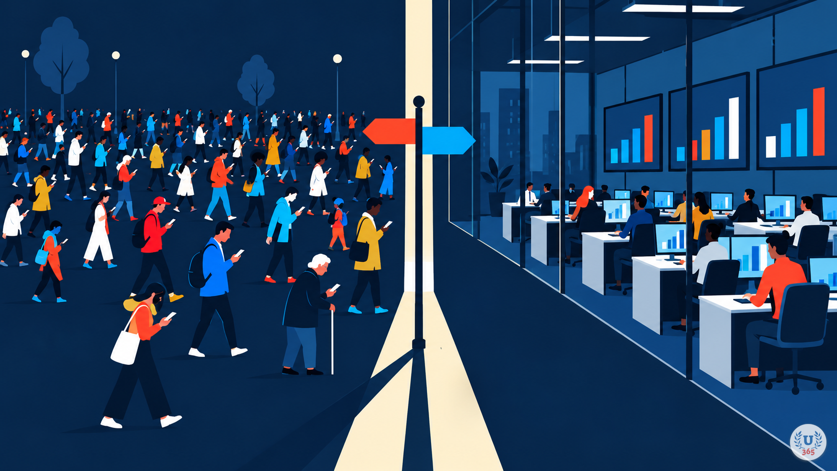 Illustration: the same tools, two different markets. Public habit on the left, professional deployment on the right.