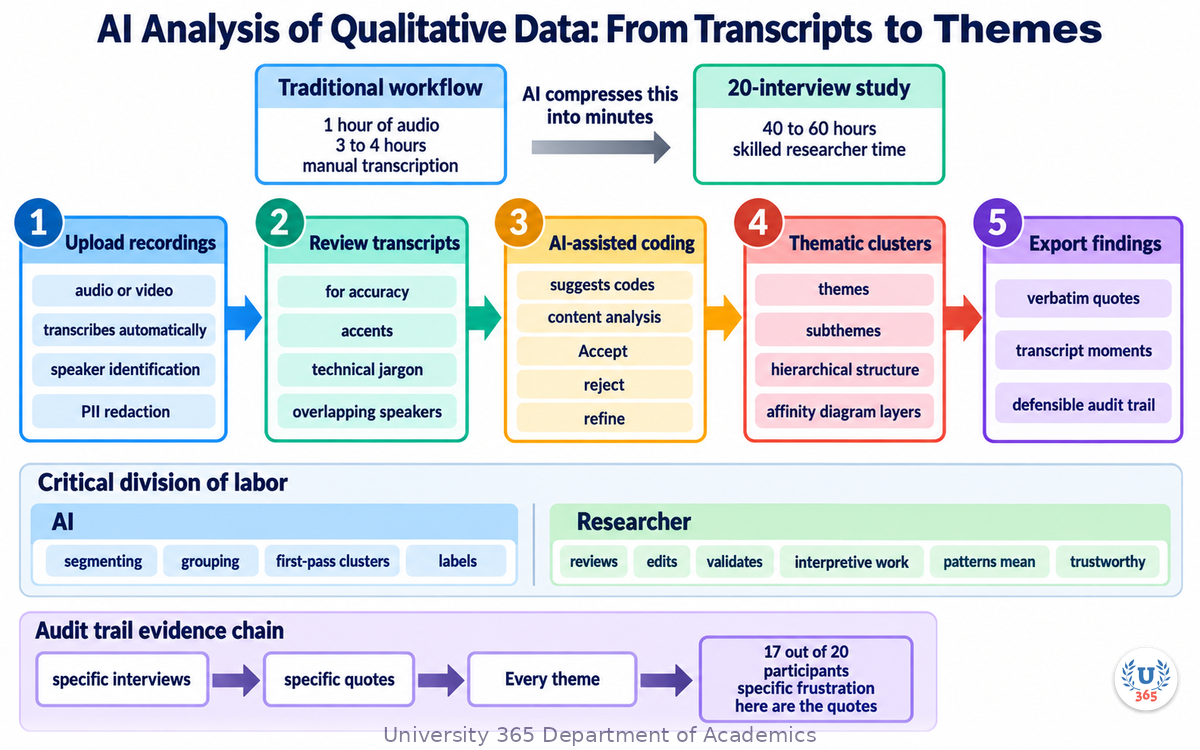AI Analysis of Qualitative Data: From Transcripts to Themes
