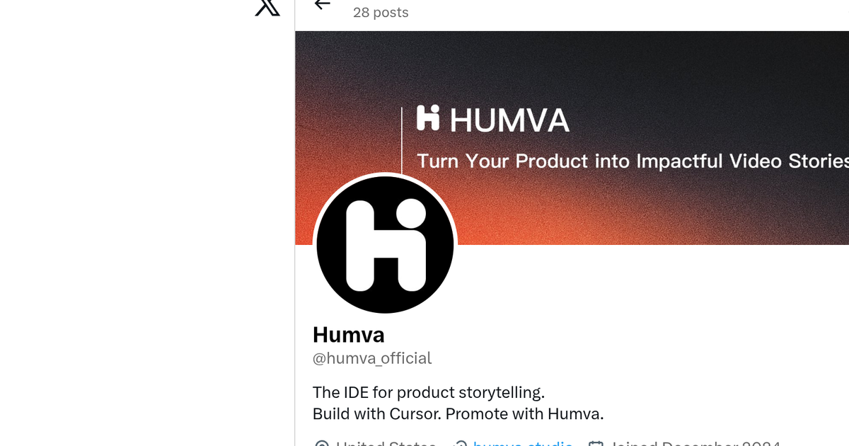 The Humva product account on X, the handle the vendor itself publishes, read 2026-09-25