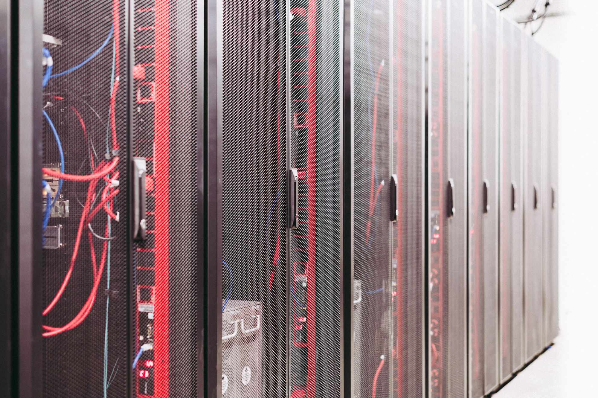 A row of server racks in a data centre.