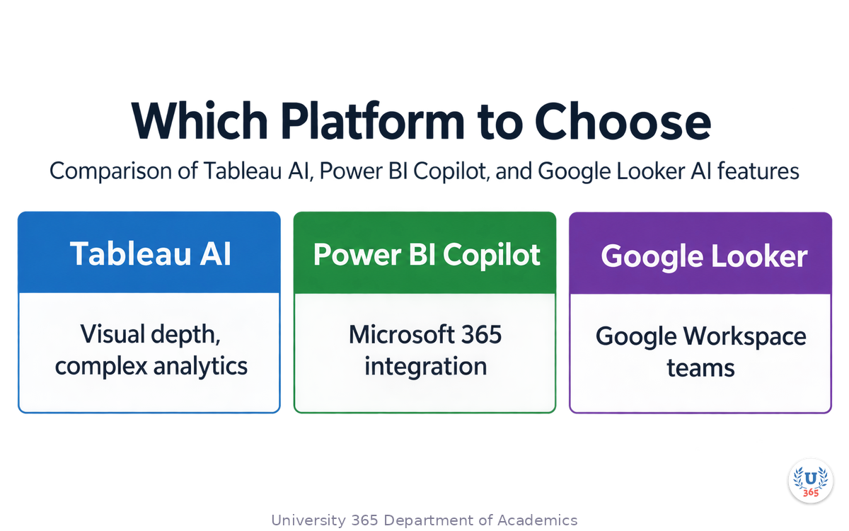 Comparison of Tableau AI, Power BI Copilot, and Google Looker AI features