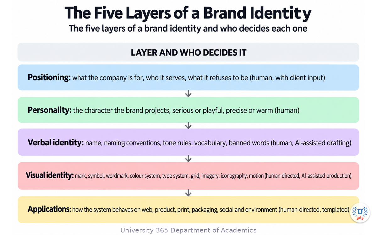 The five layers of a brand identity and who decides each one