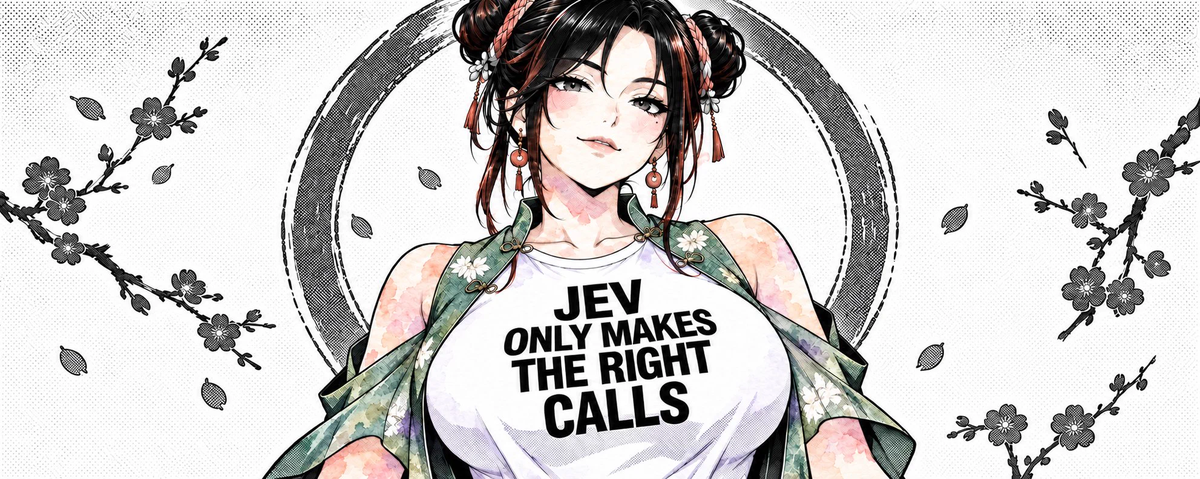 Illustrated X post explaining the decision-primitive idea behind Jev with the line Jev only makes the right calls