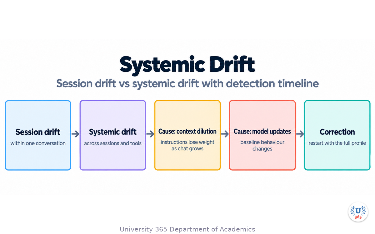 Session drift vs systemic drift with detection timeline