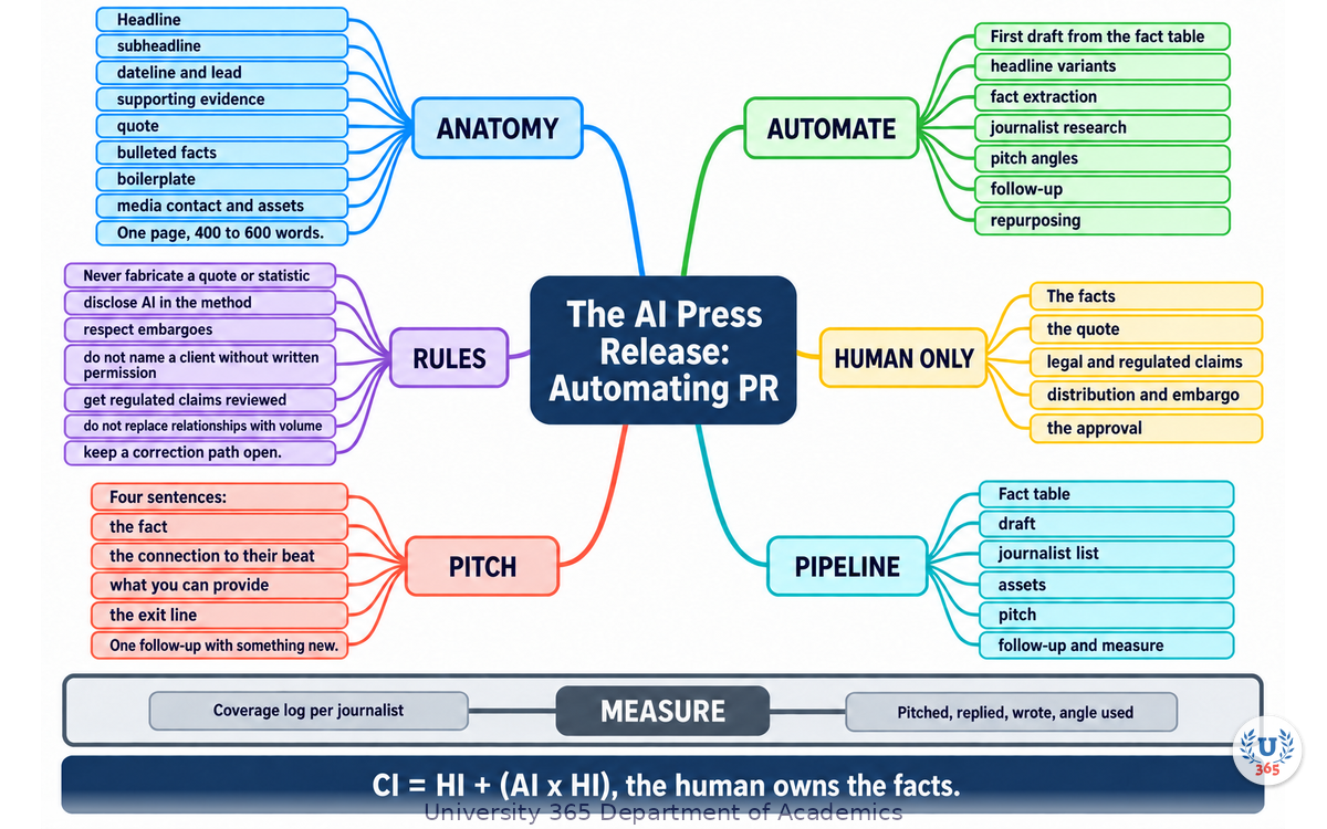 Complete mindmap of the automated press release and PR pipeline