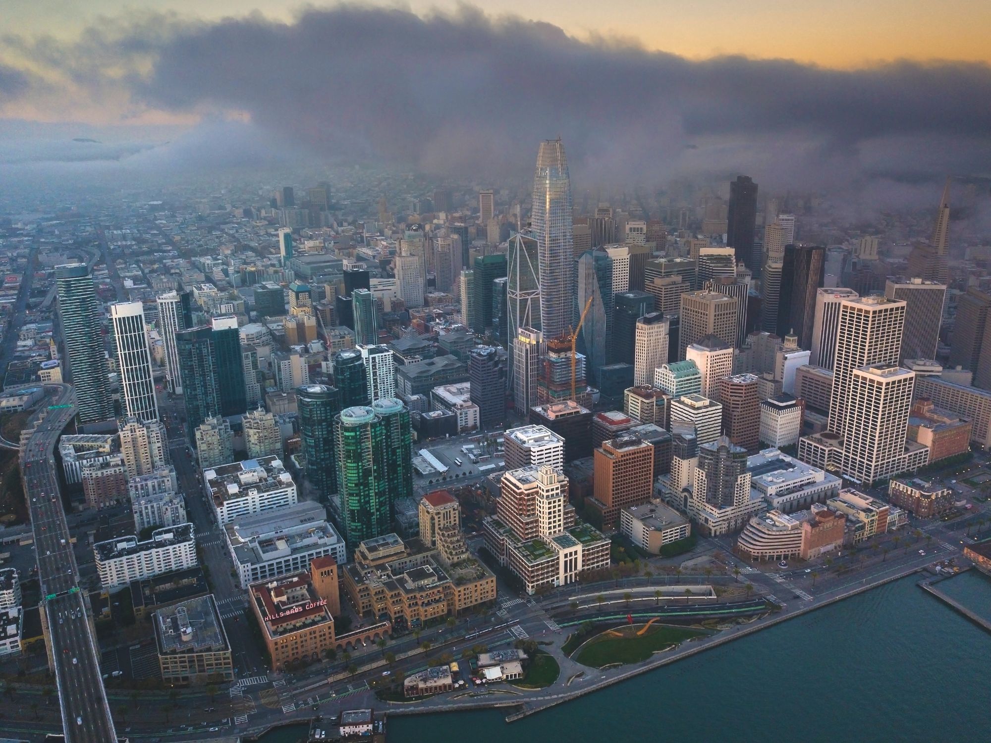 San Francisco skyline at sunrise.